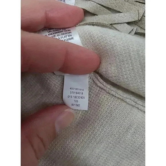 Chico's Cardigan Sweater Women's Size Medium Beige Suede Accents - Picture 7 of 10